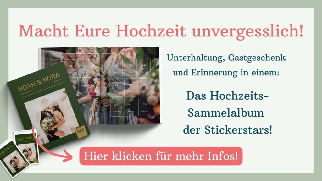 Foto-Sammelalbum mit Sickern als Hochzeitsspiel | Gastgeschenk, Unterhaltung und Erinnerung | Strauß & Fliege